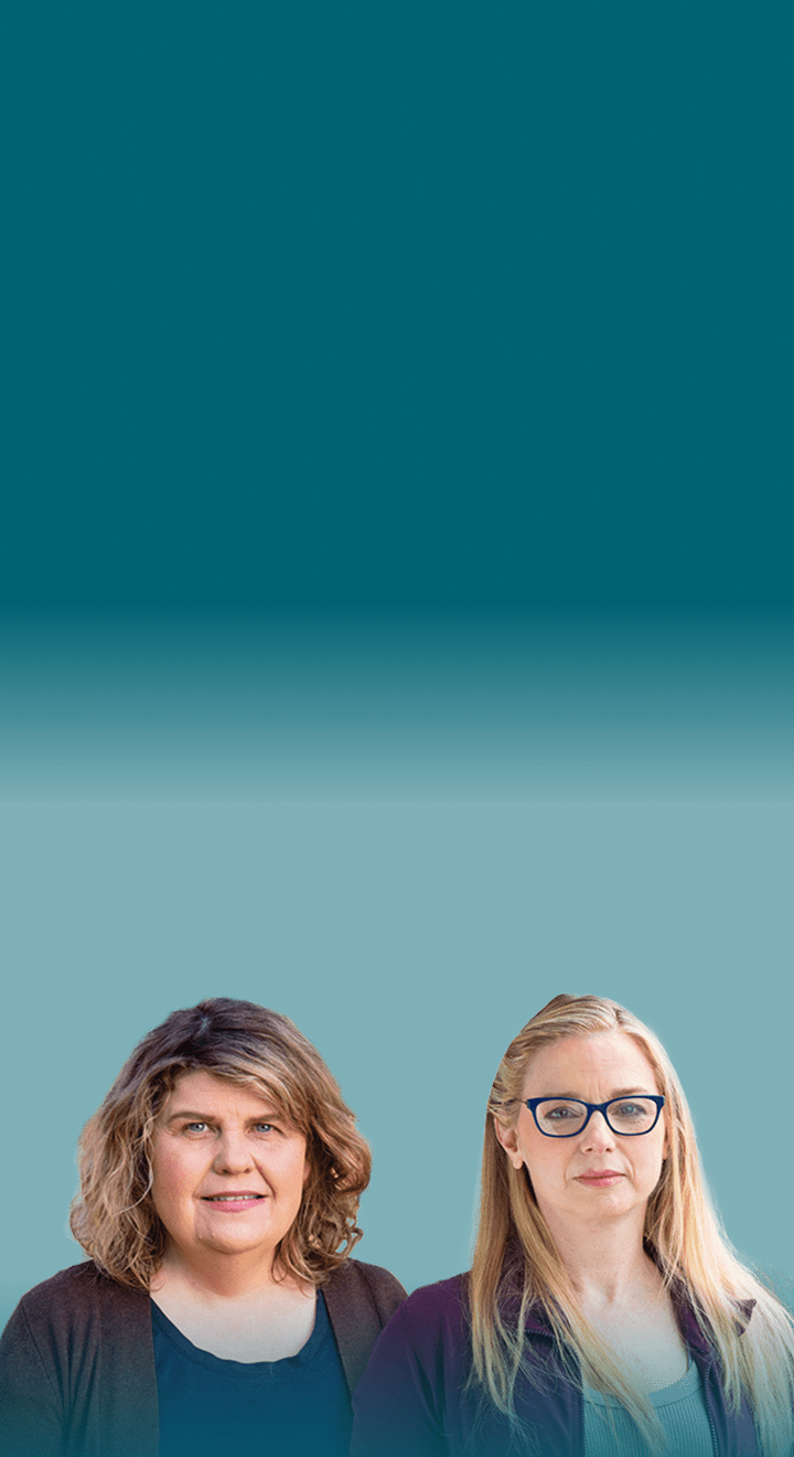 Carol, female patient with PBA in his 60s and Mary Beth, female patient with PBA in her 40s