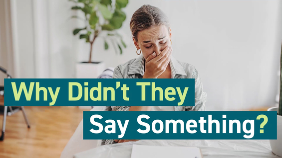 Image of the video titled ”Why Didn’t They Say Something?” and actor portrayal of a female experiencing Pseudobulbar Affect (PBA) crying symptoms